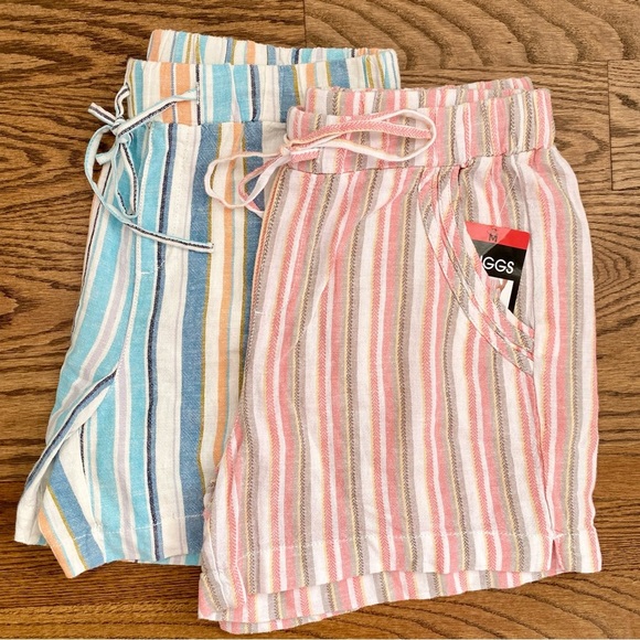 Striped Lounge Linen Shorts Set - Picture 1 of 5